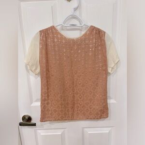 Sandro pink with shimmering silver motif blouse short sleeve